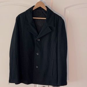 Black Rivet Wool Pea Coat